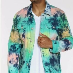 Men's Designer Tie Die Denim Jacket